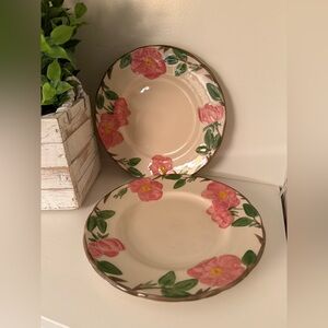 Franciscan Desert Rose Pink and Green Floral Set of Two 7.75” Salad Plates
